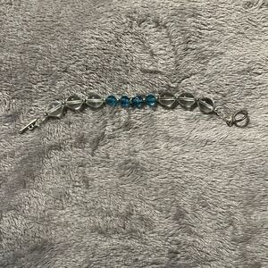 Blue/clear Silver Bead Bracelet